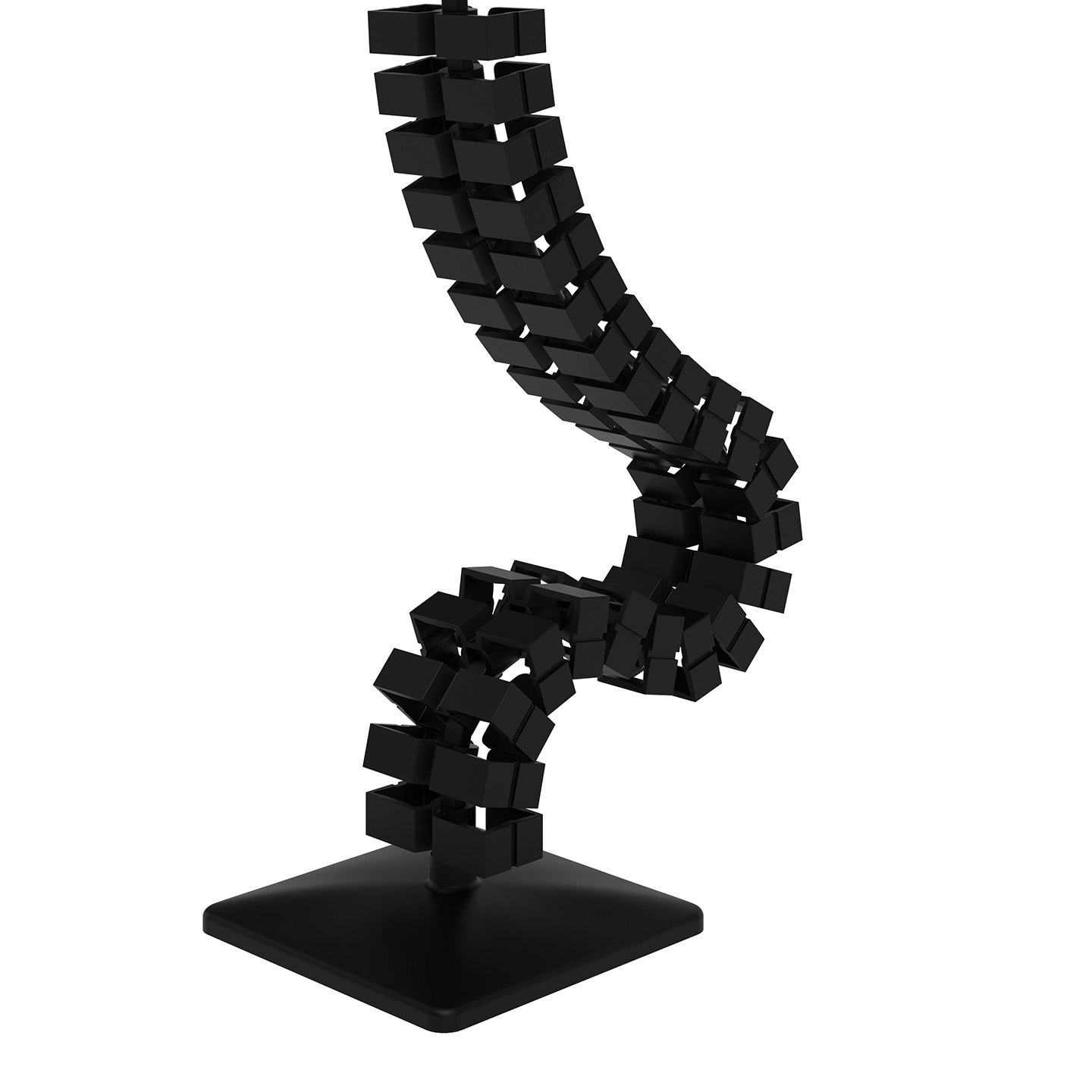 34.373 The Addit cable worm sit-stand tidies away your cables and guides them from desktop to floor. The ingenious rectangular design means the worm doesn’t twist, but follows a controlled downward path to the floor, where a weighted floor plate ensures it remains straight and stable. This makes it ideal for sit-stand workstations up to 127cm high. The Addit cable worm sit-stand helps create an uncluttered atmosphere and a safe work environment: a neat solution in every sense.
