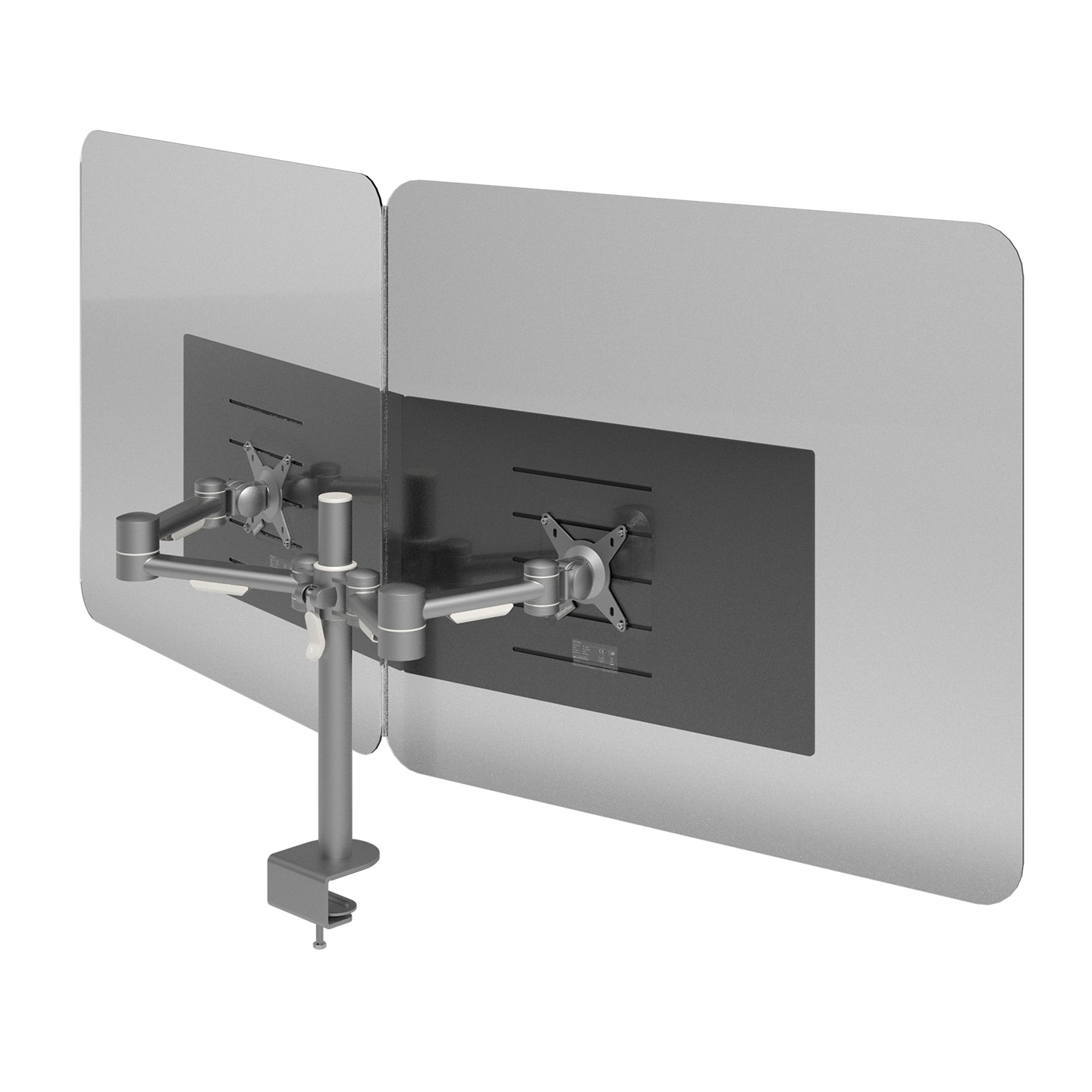 44.320 Offering more protection within the workspace, the Addit dual monitor hygiene screen creates a safer division between you and whomever is on the other side of your monitors. The screens are easily mounted on your monitor arm using the same VESA connections that keep your monitors in place. The flexible connector strip makes sure that the two halves of the screen become one large perfectly aligned protective surface.  Because of that, it’s always in the right position for the protection of you and your colleagues. Ideal for dual screen set-ups, toolbars and sit-stand desks.

What if this solution is temporary?

Become part of the Dataflex return program and we’ll give the product a second life. We will make sure that we rethink and repurpose the product or recycle it in a safe, reliable and eco-friendly manner.  In exchange for returning the product you will receive a voucher for your next purchase with Dataflex.