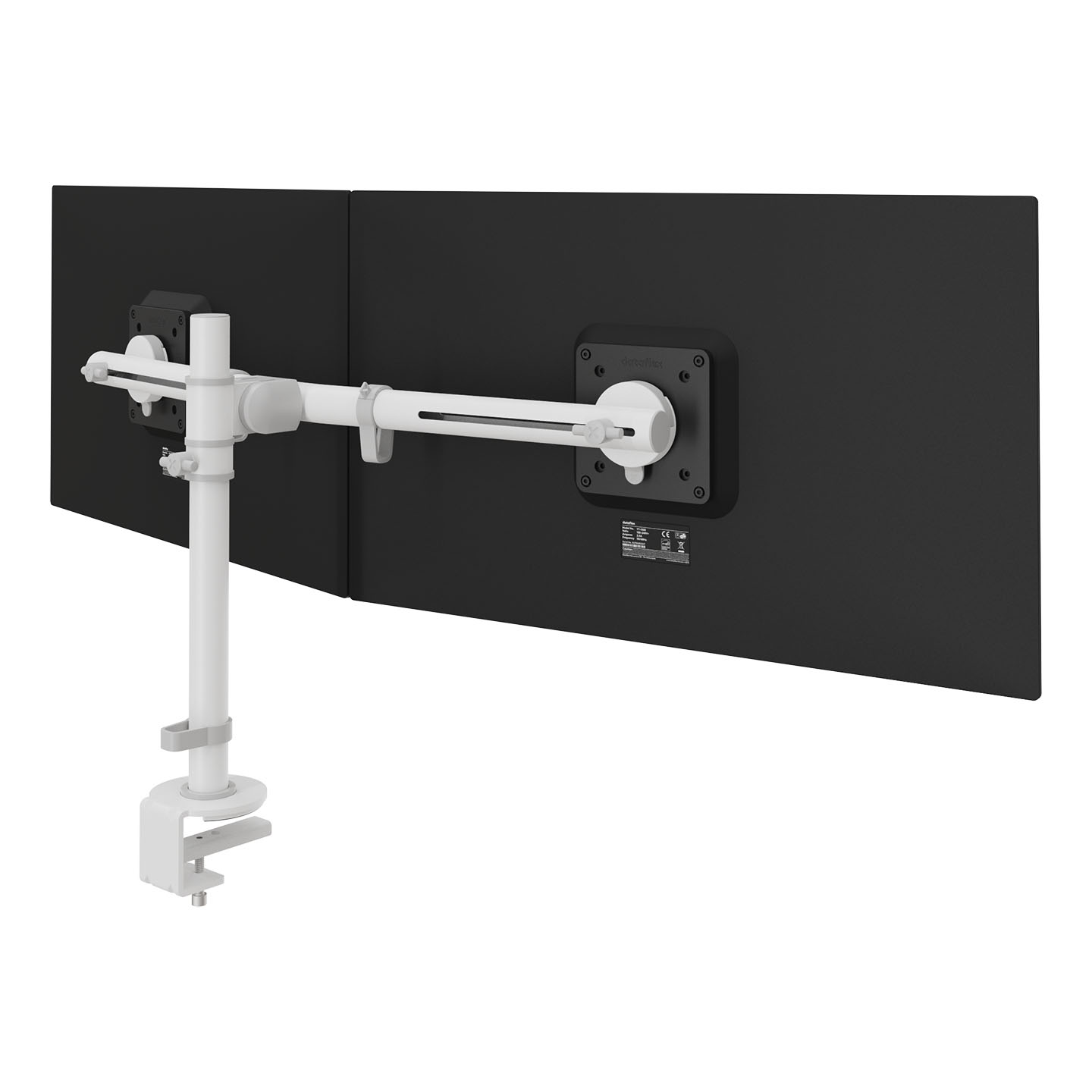 48.140 This ergonomic monitor arm is designed to increase both comfort and desk space. Suitable for two monitors up to 4 kg and 27 inch each. Easily position your monitor above your desk at the perfect height and angle to support healthy posture and reduce clutter. With its slim yet durable steel construction, this monitor arm not only saves space but also adds a modern touch to your setup. Perfect for home and office use.