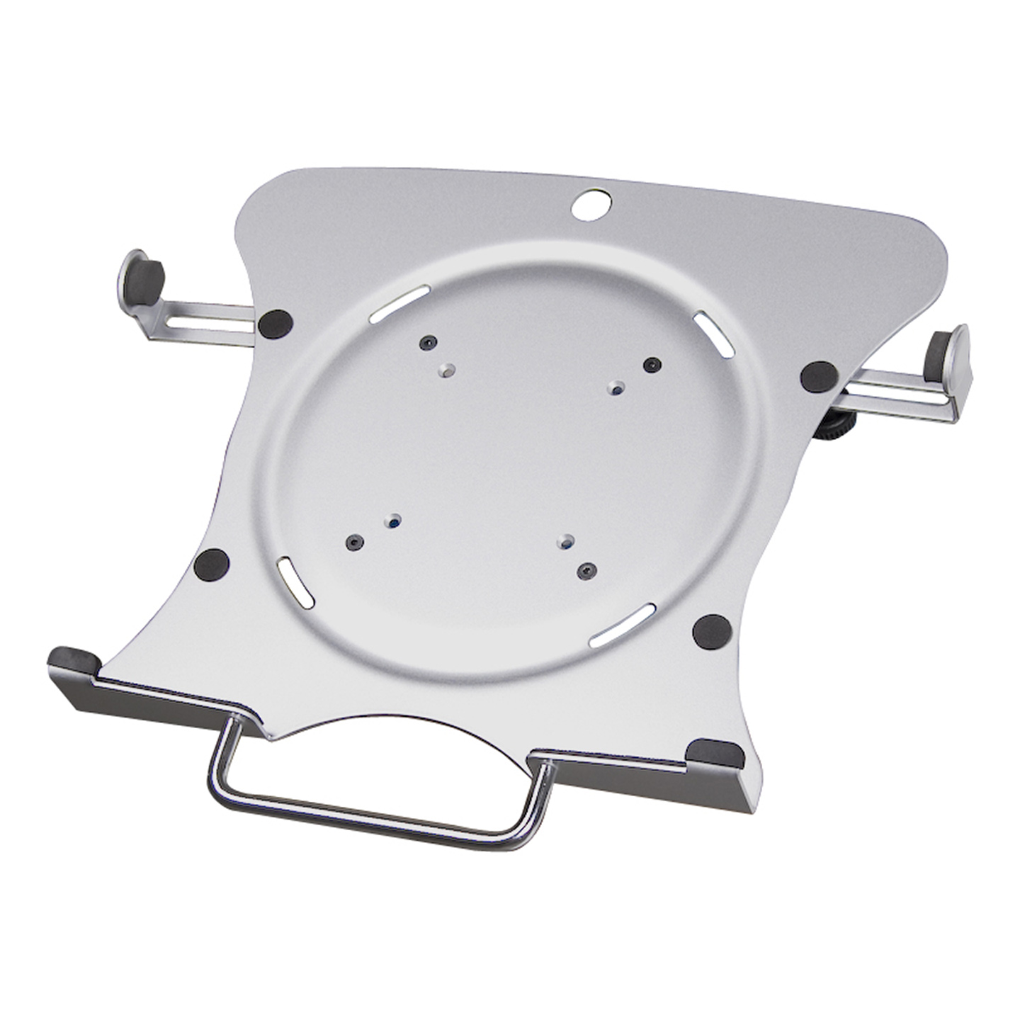 51.072 Position your laptop at eye level or align it with a secondary display. This laptop holder turns almost any  monitor arm into a laptop arm. Because the holder is equipped with width and height adjustable grippers, laptop of almost every shape or size are supported.