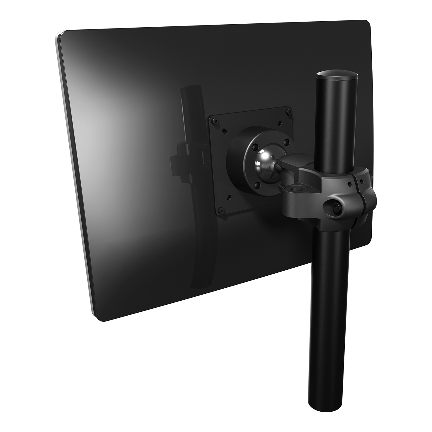 53.133 The simplest set-up for a single flat screen monitor. This is an ideal, compact POS (Point Of Sale) solution. The ball joint in the monitor mount lets you adjust the monitor any way you like.
