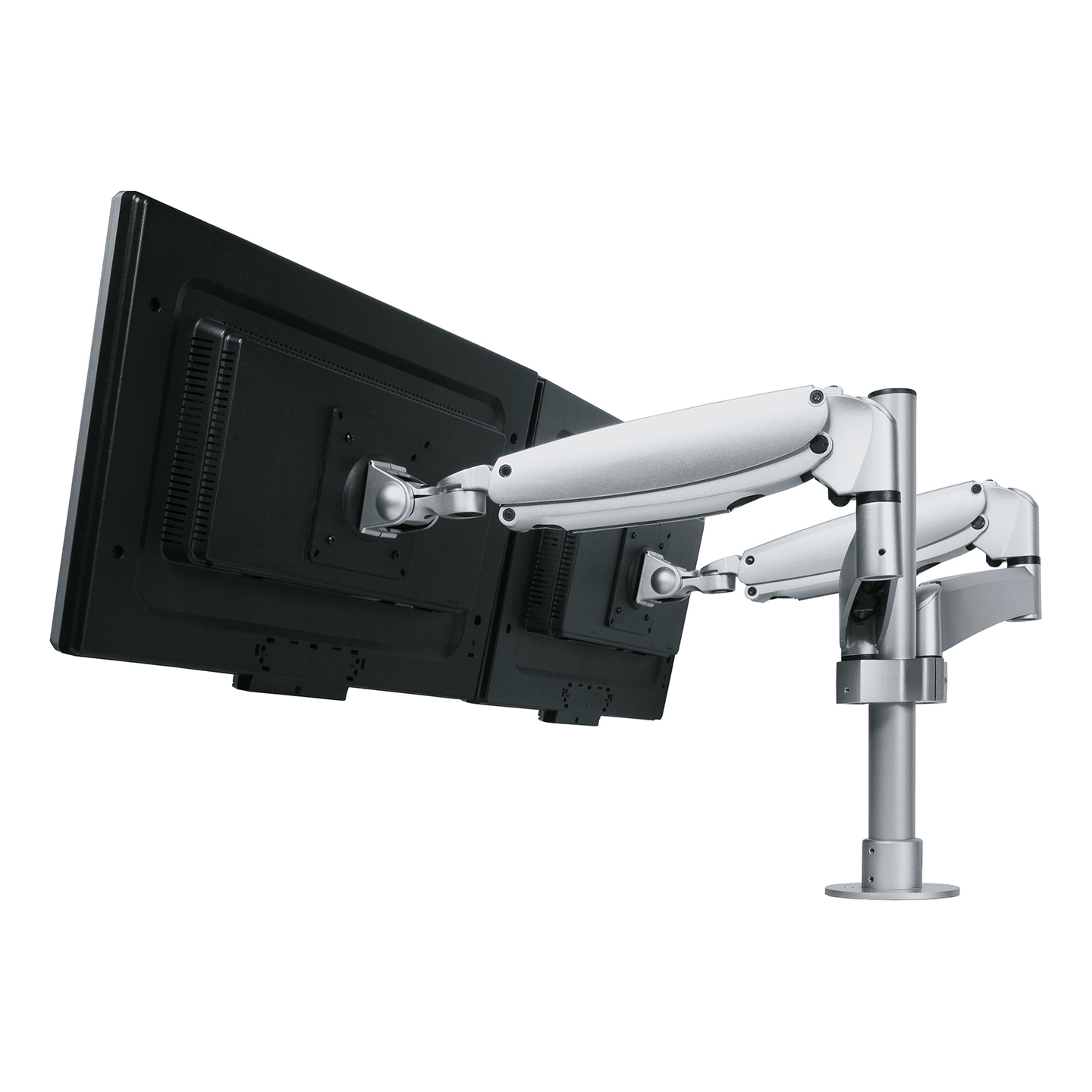 57.592 Each user can independently adjust the gas-assisted monitor arm by depth and height to find their own optimal ergonomic position. An efficient face-to-face workspace solution that uses minimum space to give you maximum functionality and can also be used with double monitors.