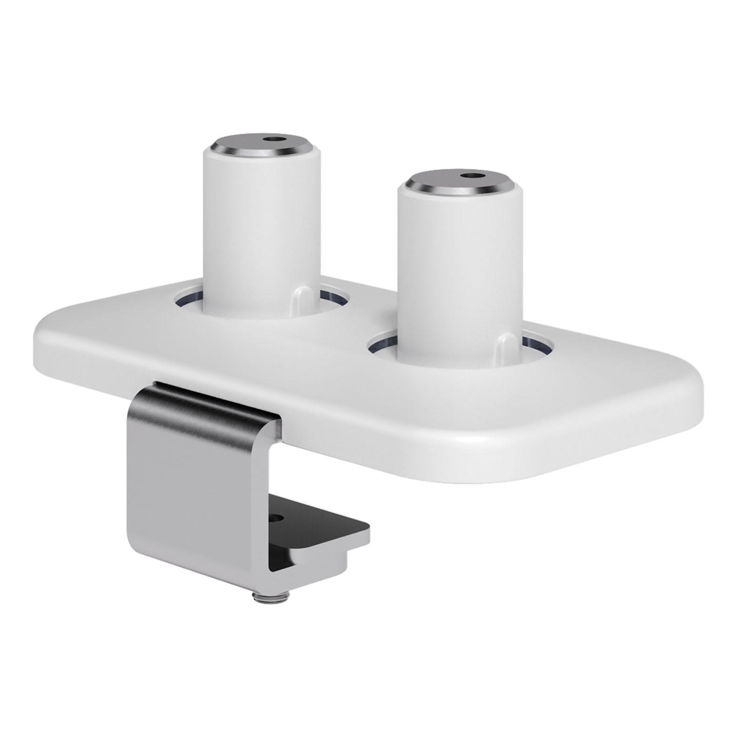 65.940 This desk clamp is ideally for desks with cable management trays or channels underneath, sliding desktops and system furniture. This mounting option requires minimal space underneath the desk to mount the dual Viewprime plus monitor arm (65.210).